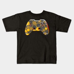 Honey Comb Yellow Pattern -Gaming Gamer Abstract - Gamepad Controller - Video Game Lover - Graphic Background Kids T-Shirt